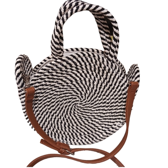 Womens Woven Handbag Rope Nautical Boho Round Beachy Spring - Picture 2 of 6